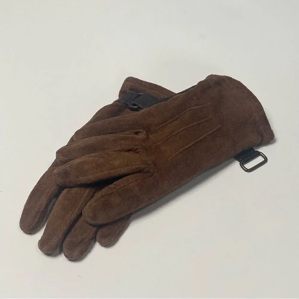Women's Classic Chic Brown Suede Leather Gloves Size Small